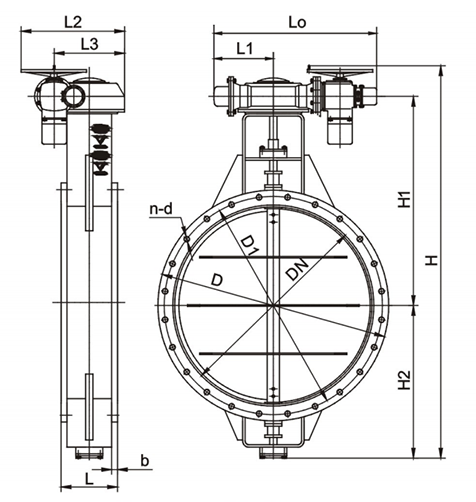 通(tōng)風蝶閥(fá)結構示(shi)意圖
